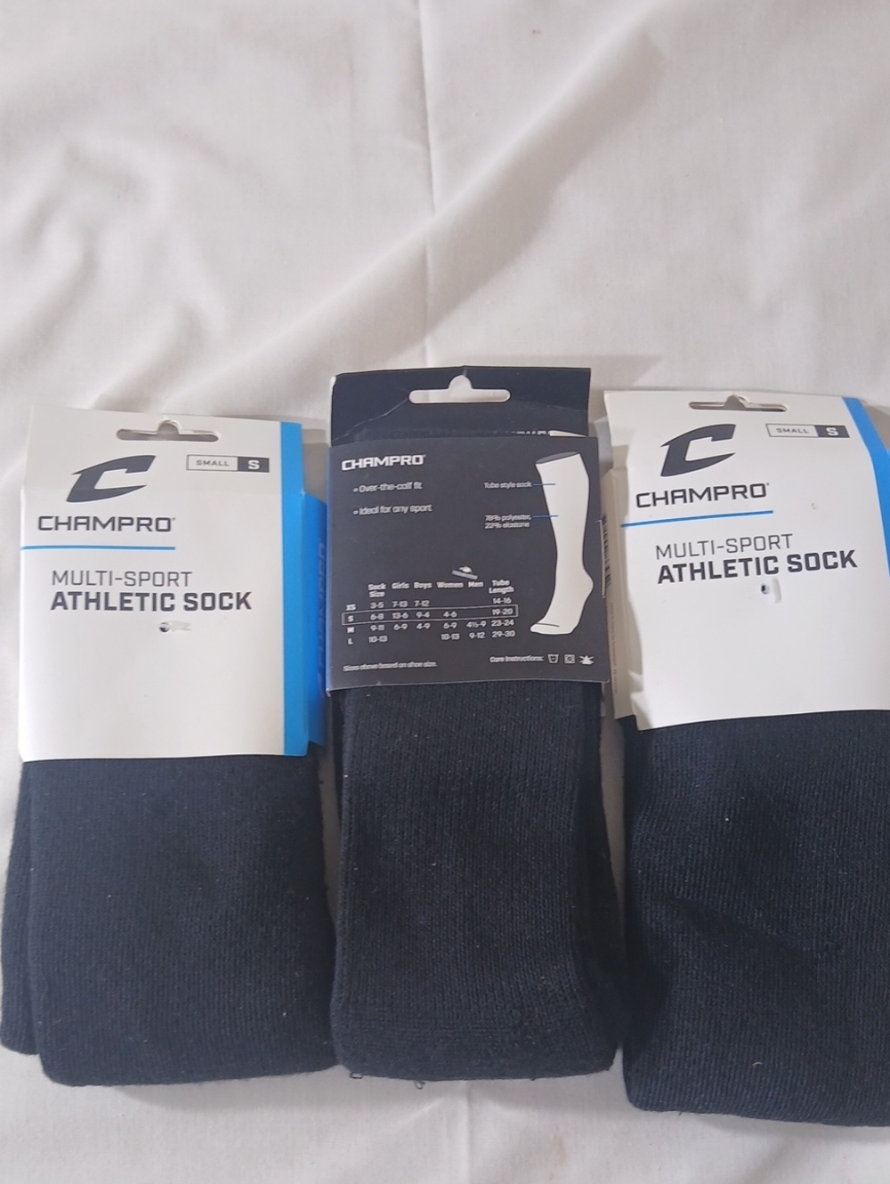 Kids Multi-Sport Athletic Socks - Black (3 Pack) Small.